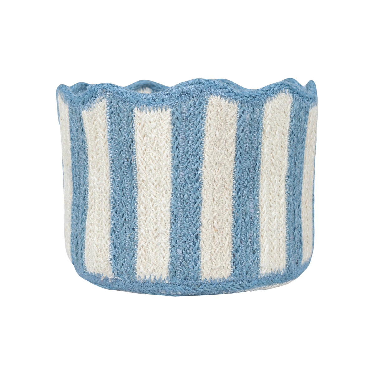 Stripy Scalloped Baskets - Dusty Blue