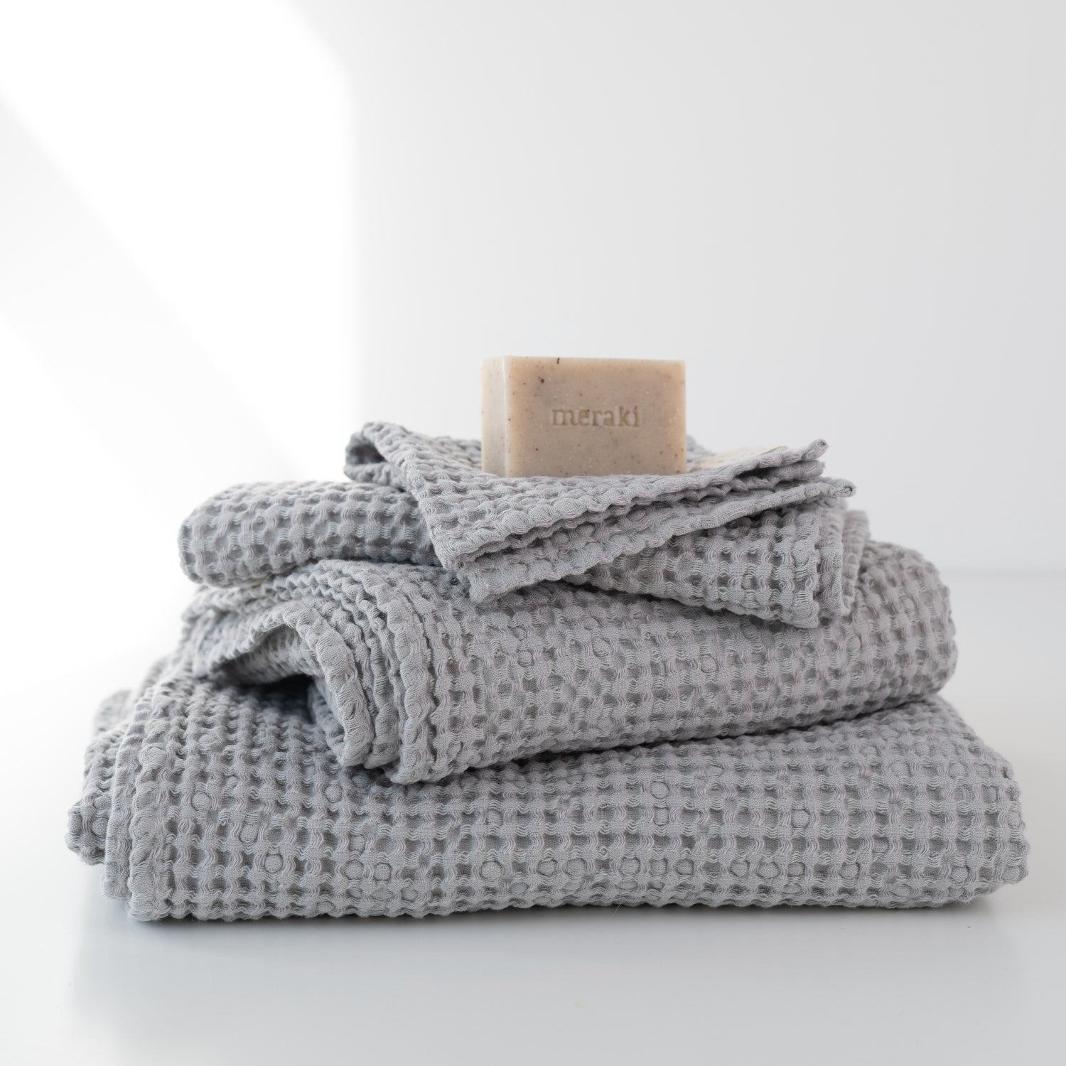 Honeycomb Waffle Towel in Dark Grey and Light Grey