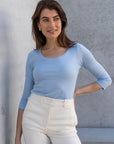 3/4 Sleeve Scoop Neck Cotton Modal T-Shirt