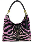 NEW Lilac Animal Print Hair On Hide Premium Leather Bag