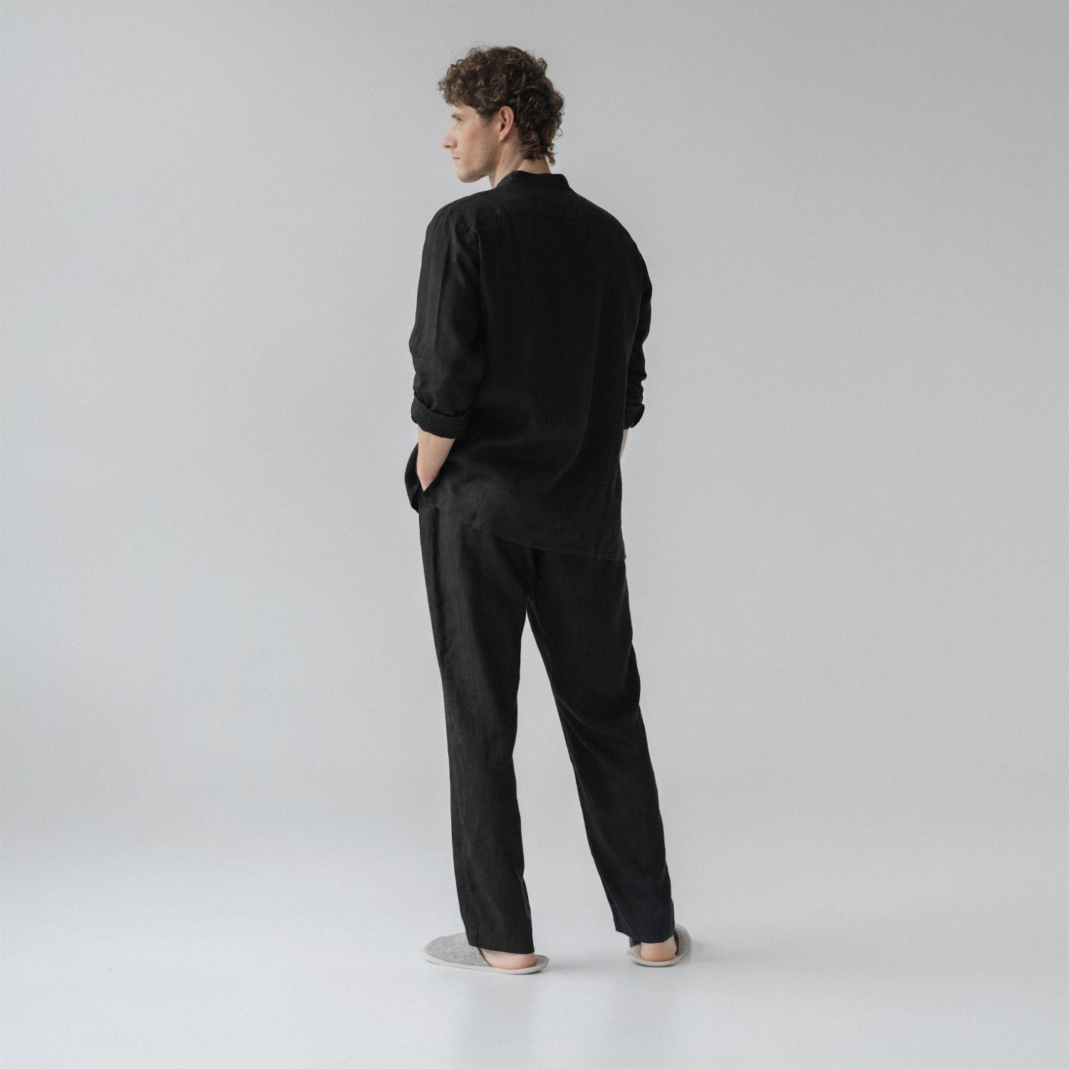 Black Linen Loungewear Set for Relaxed Comfort