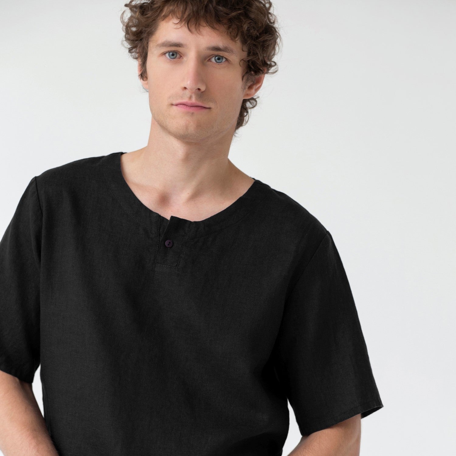 Linen Fern Pyjama Set Black