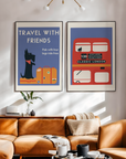 Classic London bus retro travel poster, premium 230gsm paper print, vibrant finish, framed option available, A5 to A0 sizes by Little Egret Design at brixbailey.com
