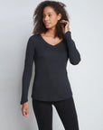 Long Sleeve V Neck Cotton Modal T-shirt