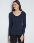 Long Sleeve V Neck Cotton Modal T-shirt