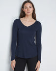 Long Sleeve V Neck Cotton Modal T-shirt