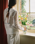 Eat Together Embroidered Claudine Linen Blouse - White  x Sshepaints