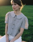 Frances Linen Cropped Blouse  - Fawn Gingham - size S and L on pre-order for end of September delivery