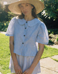 Olivia Linen Shorts - Baby Blue Stripe