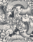 Koi Carp Statement Wallpaper in Black and White