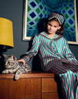 Amelie Flamingo Stripe Girls Silk Pyjama Set