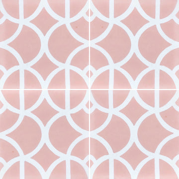 Luxury Moroccan cement tiles, premium pink-white Lotus floor and wall tiles, handcrafted exotic contemporary design by Maria Starling Design at brixbailey.com