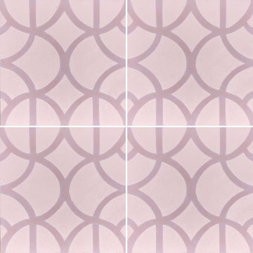Lotus cement tile, premium pink mauve floor and wall tile, handcrafted Moroccan luxury tiles, stylish contemporary bathroom kitchen tiles by Maria Starling Design at brixbailey.com