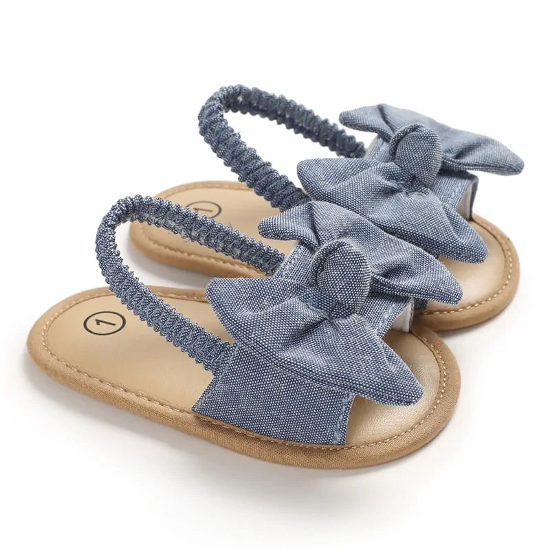 Baby Girls Bow Knot Sandals - Stylish & Comfortable for 0-18 Months - Multi-Color Cotton Flat Heel by Baby Lamby at brixbailey.com