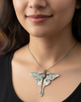 Gold/Silver Luna Moth Necklace – Nature-Inspired Boho Statement Pendant