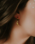 Gold Man in the Moon Hoop Earrings