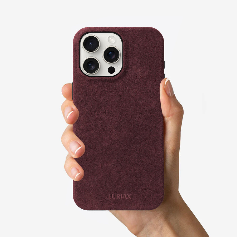 Luxurious Alcantara iPhone Case - Elegant, Shock-Absorbing & MagSafe Compatible by Luriax at brixbailey.com