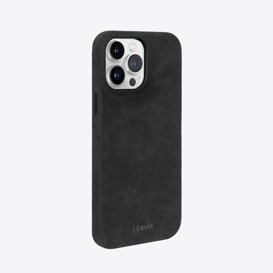 Indulge in Elegance & Protection with Classic iPhone Case - Genuine Italian Alcantara & Stainless Steel Accents by Luriax at brixbailey.com