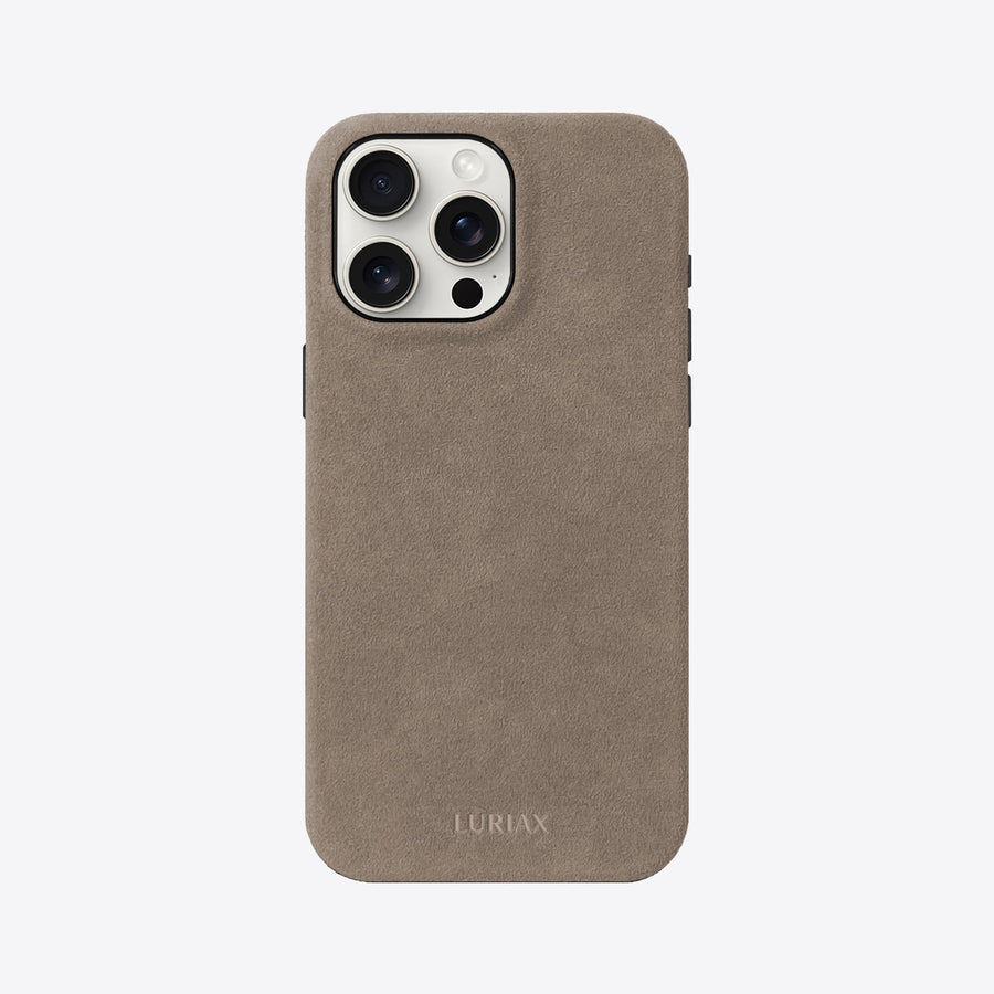 Indulge in Elegance & Defense with Handcrafted Classic iPhone Case - Genuine Italian Alcantara & Stainless Steel Accents by Luriax at brixbailey.com