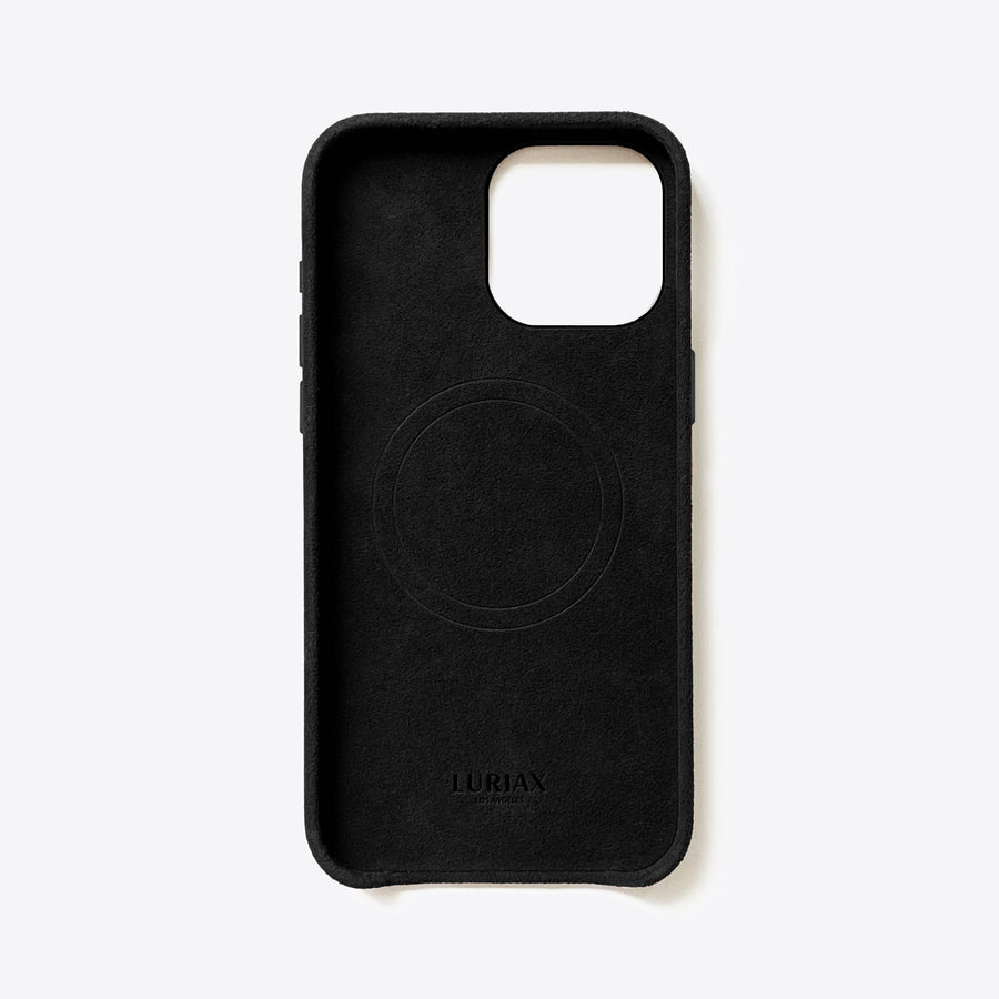 Indulge in Elegance & Defense: Handcrafted Classic iPhone Case with Italian Alcantara & Stainless Steel Accents by Luriax at brixbailey.com