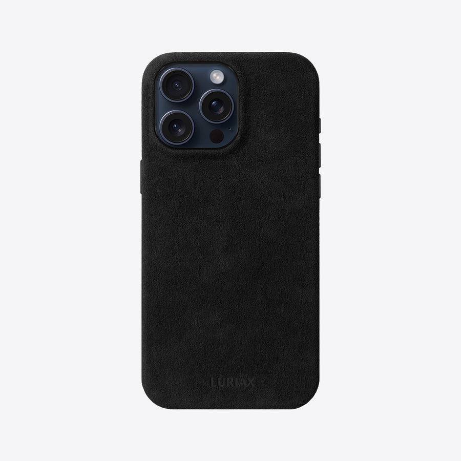 Indulge in Elegance & Protection: Handcrafted Alcantara iPhone Case with Stainless Steel Accents & MagSafe Compatibility by Luriax at brixbailey.com