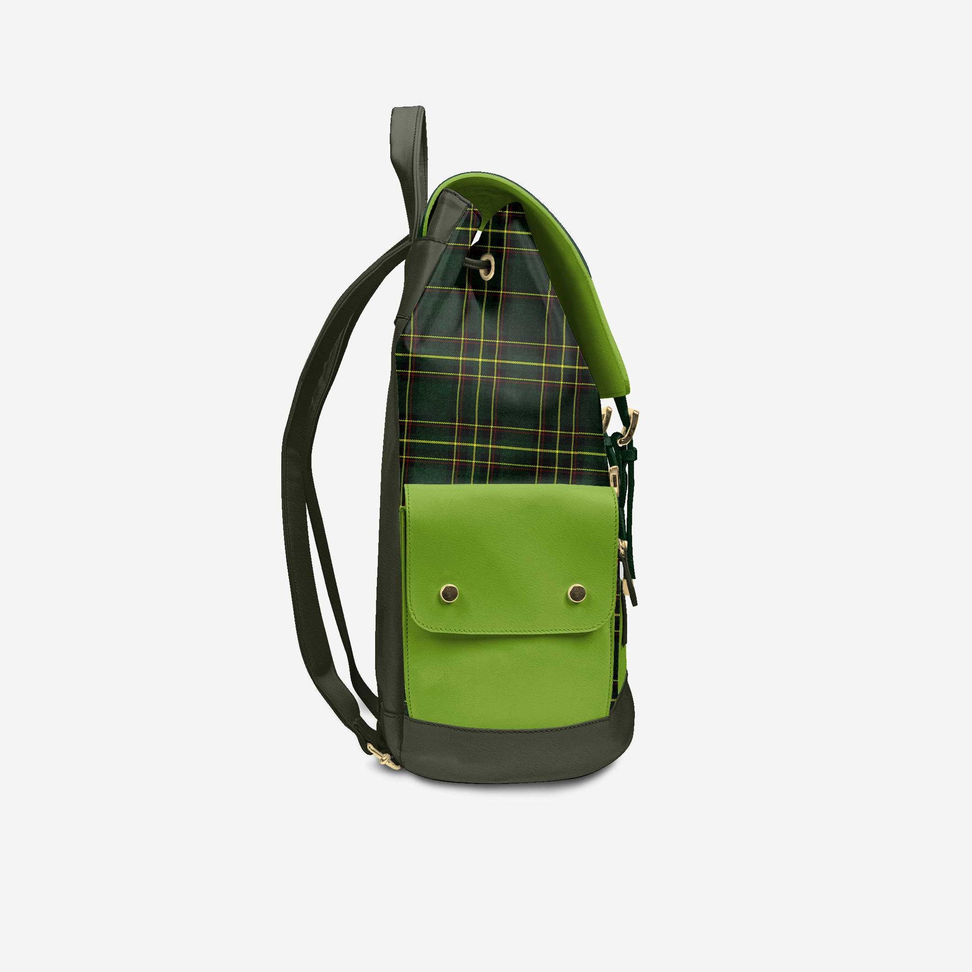 Luxury Vegan Backpack TARTAN GREEN EDGE – BYMANYC ® New York-3