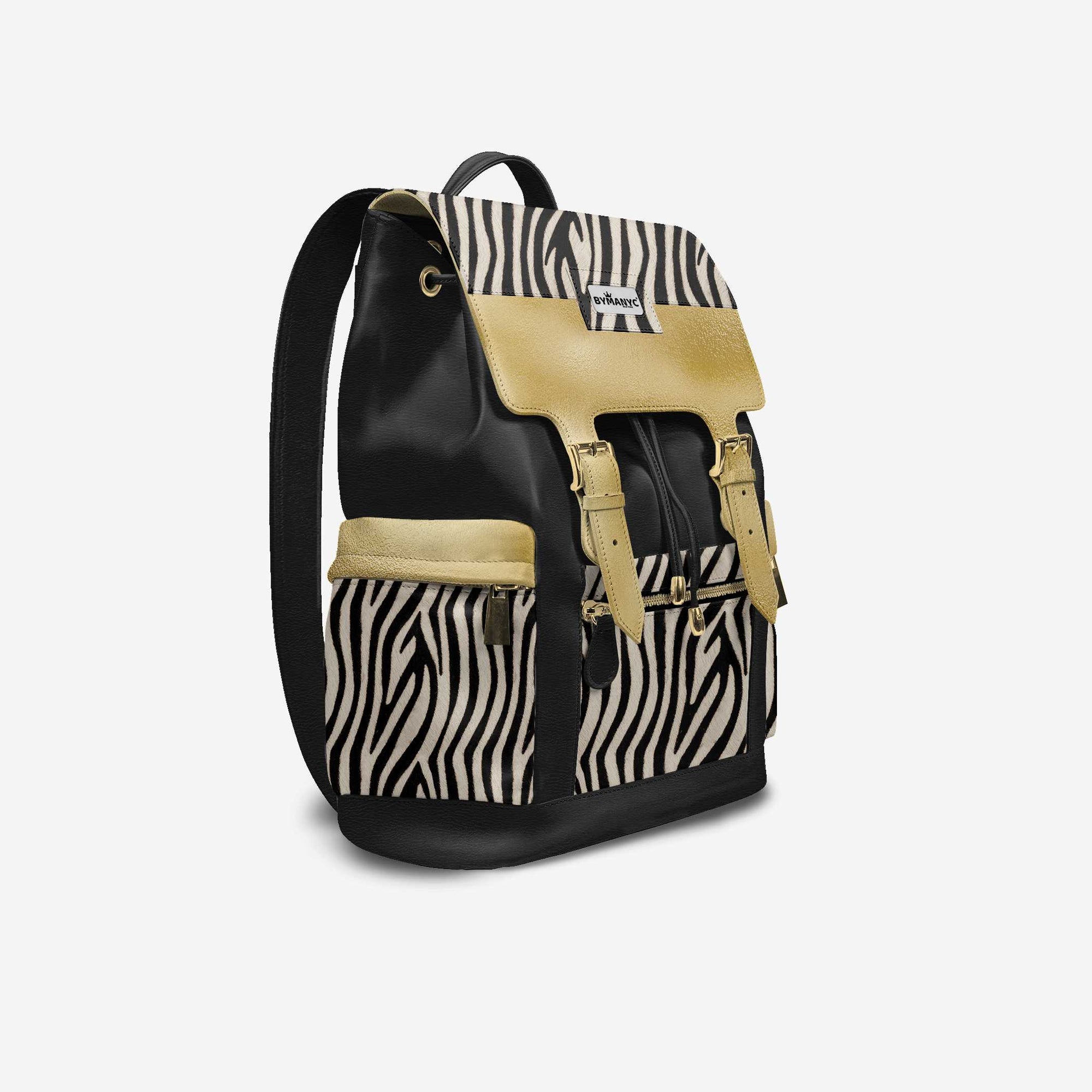 Luxury Vegan Backpack ZEBRA GOLD EDGE – BYMANYC ® New York-1