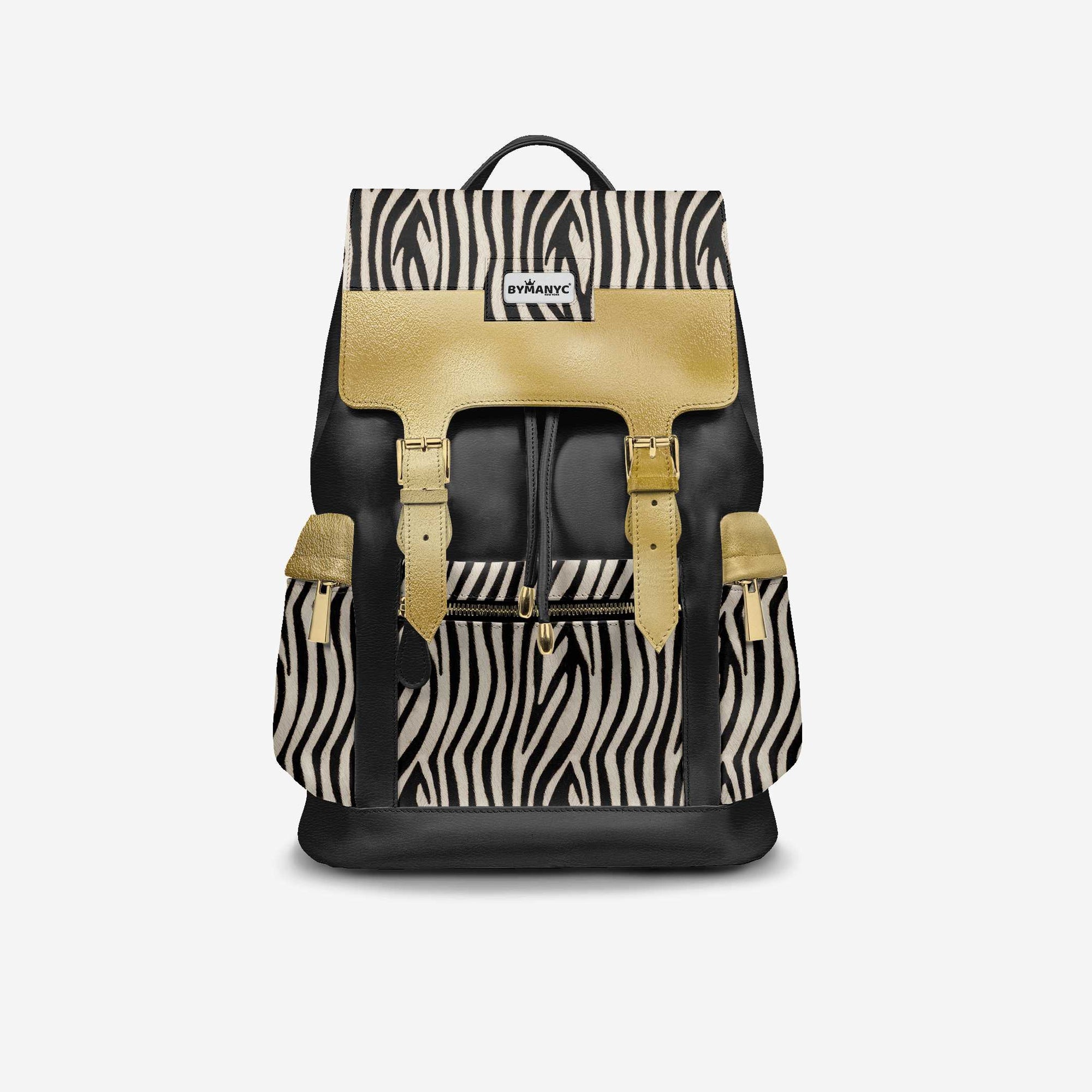 Luxury Vegan Backpack ZEBRA GOLD EDGE – BYMANYC ® New York-0