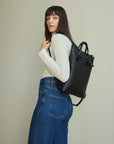Minimal Leather Backpack with Knotted Detailing