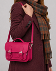 Leather Midi Satchel - Magenta