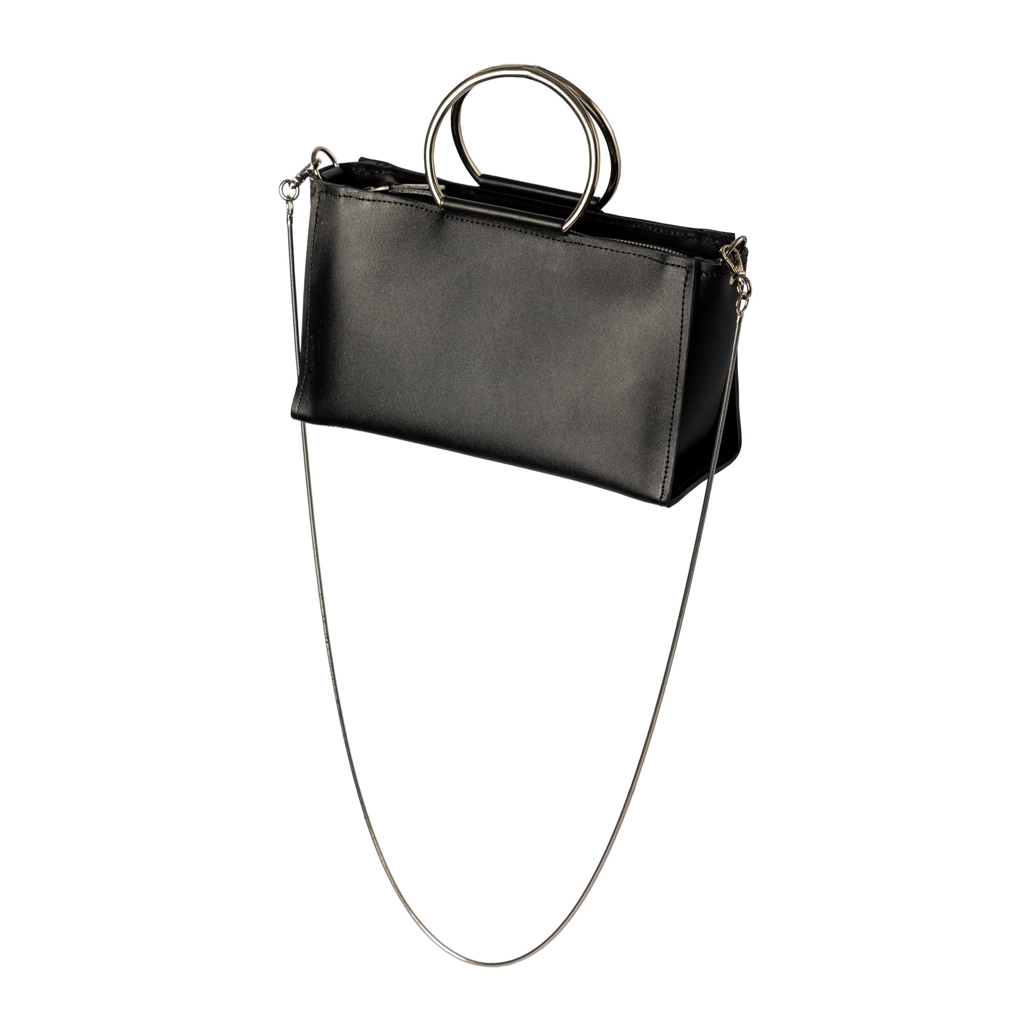 Genuine Leather Crossbody Bag with Chain and Leather Straps