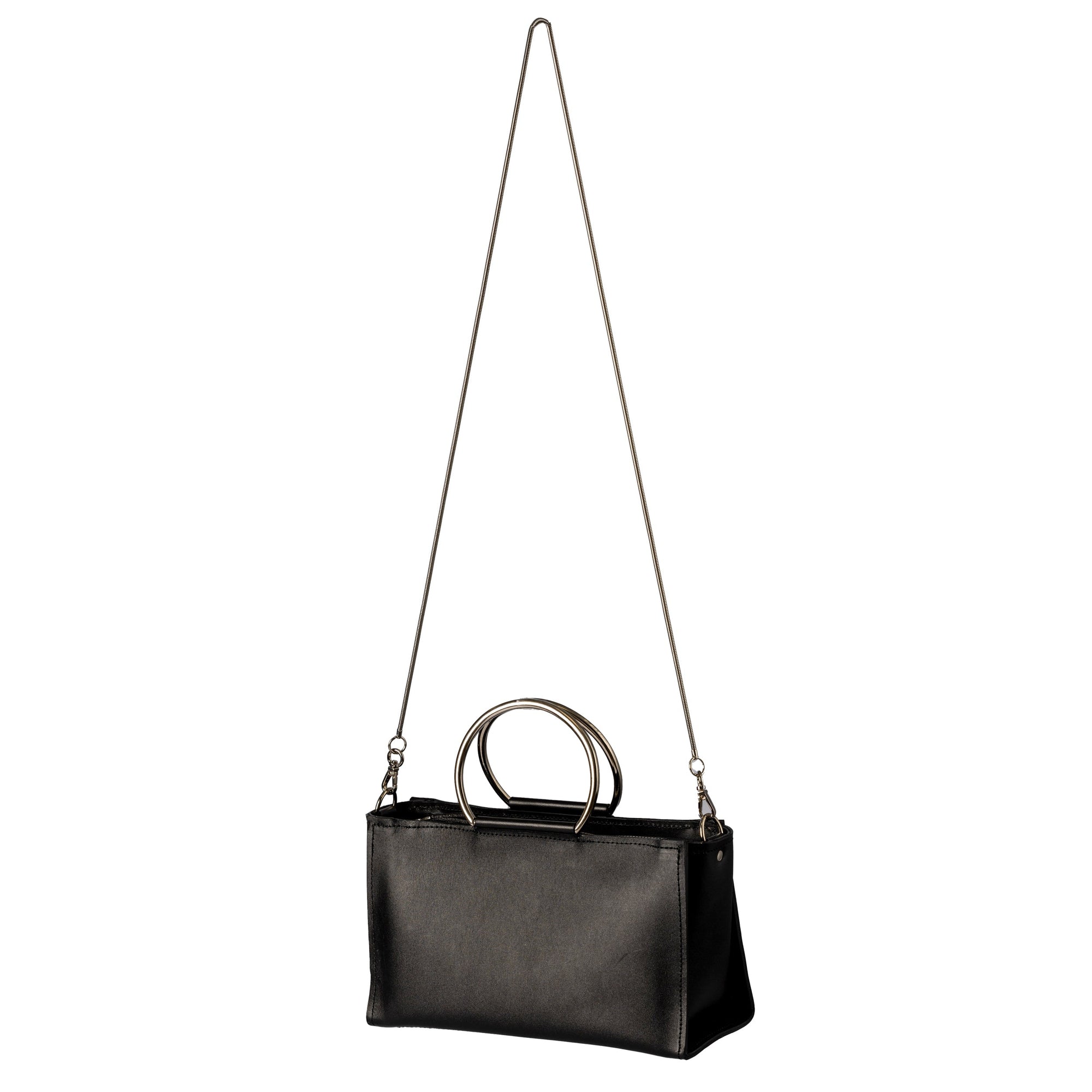 Genuine Leather Crossbody Bag with Chain and Leather Straps