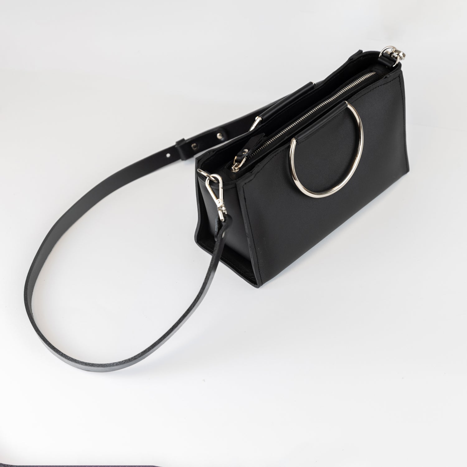 Genuine Leather Crossbody Bag with Chain and Leather Straps