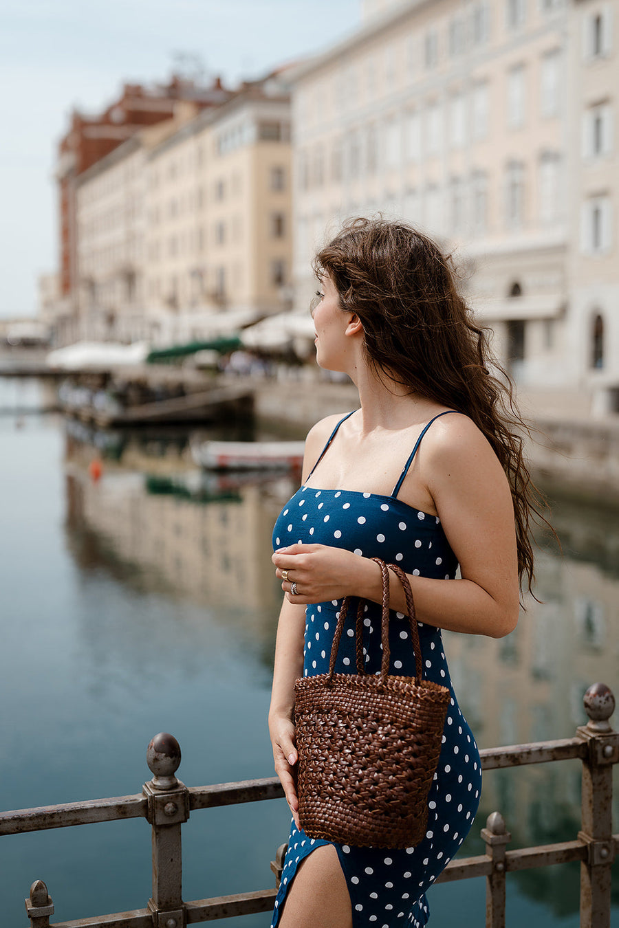 Handmade Artisan Leather Tote Bag - Genuine Top Grain Leather & Cotton Canvas - 22cm Tall - Eco-Friendly & Durable by Sook Stainable at brixbailey.com