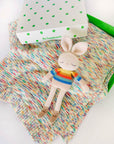Organic Cotton Rainbow Stripe Bonnie Bunny Crochet Baby Toy