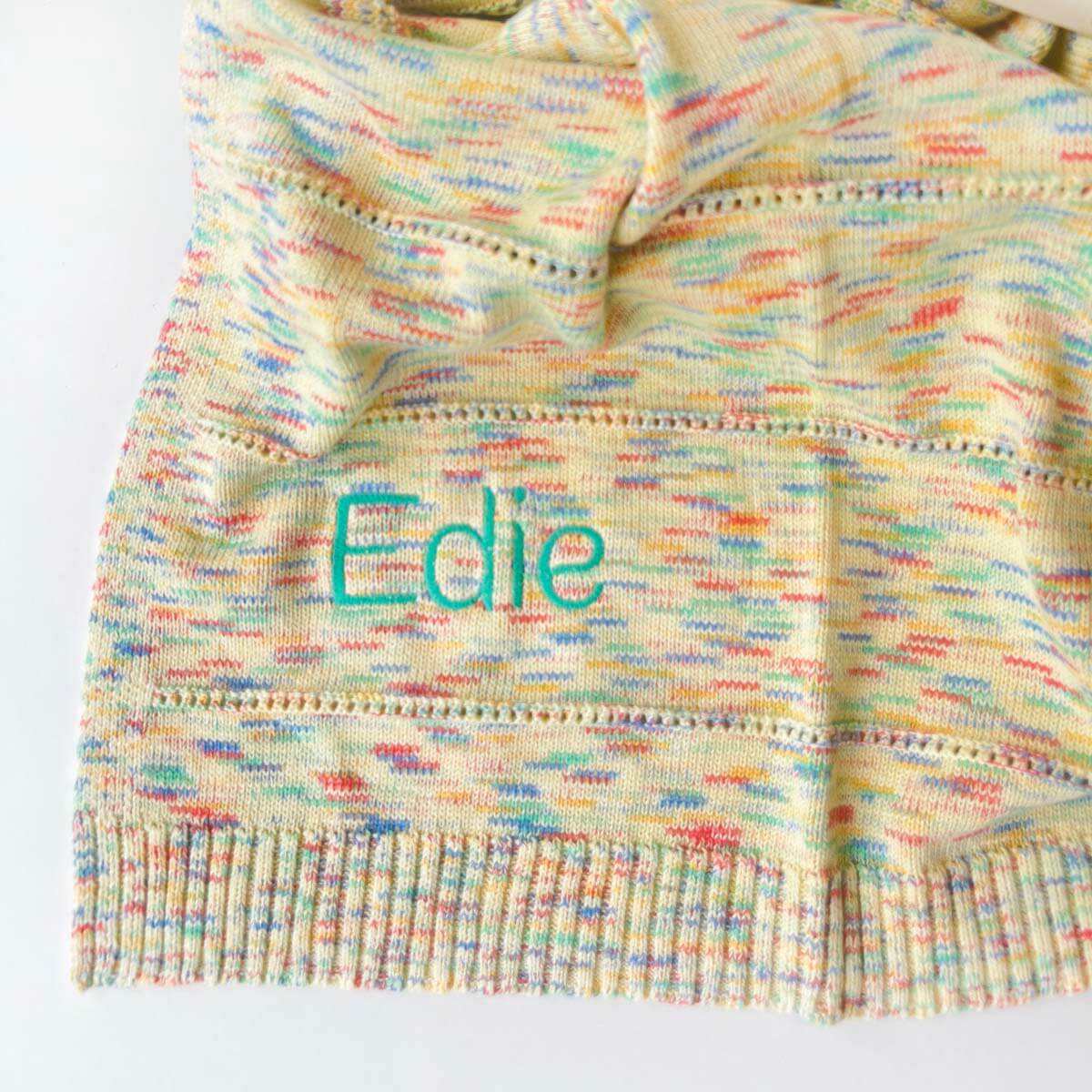 Personalised Space-Dye Organic Cotton Knitted Baby Blanket