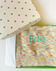 Personalised Space-Dye Organic Cotton Knitted Baby Blanket