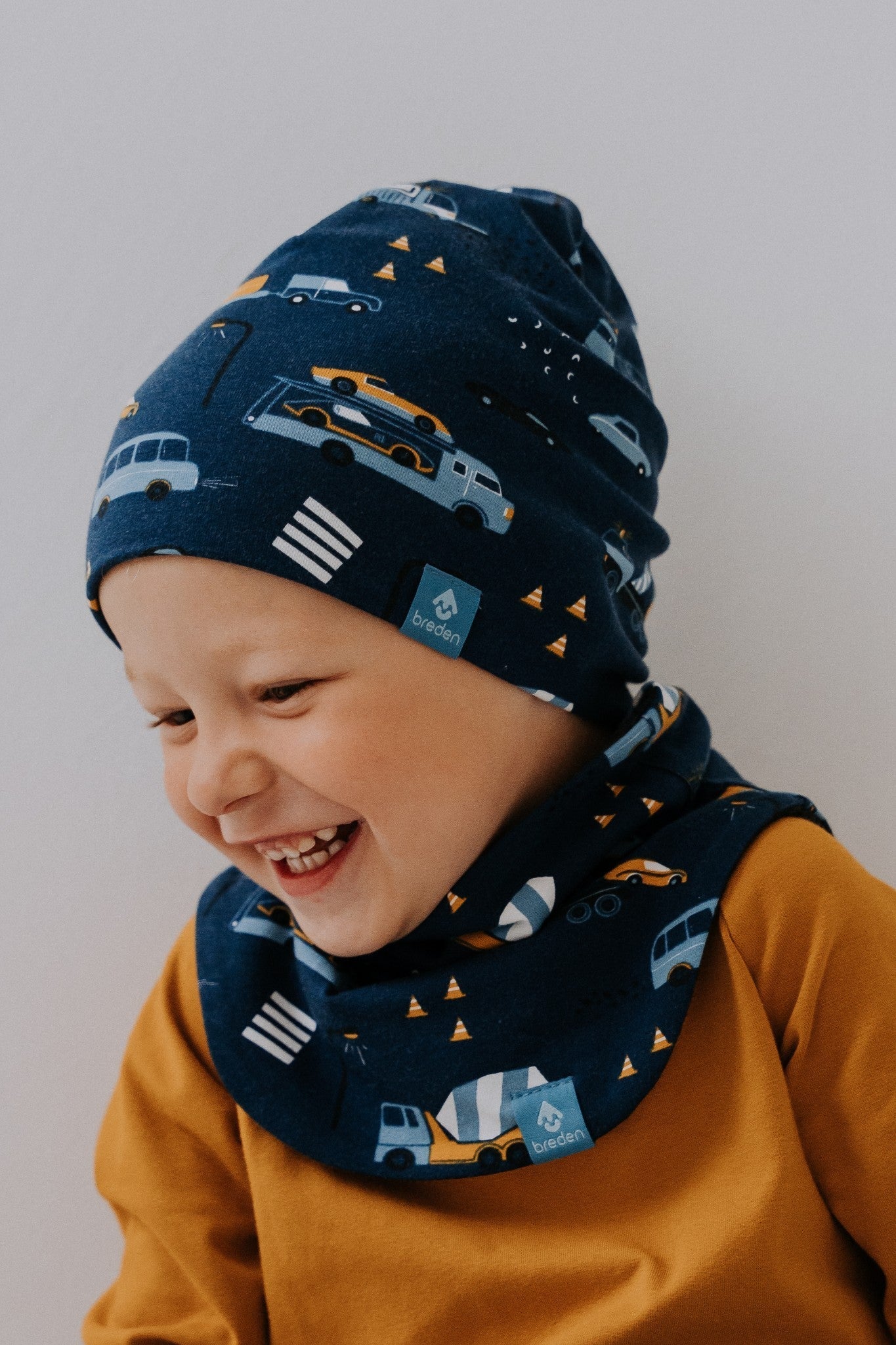Kids Merino Hat Beanie for Autumn and Spring with Vehicles Print