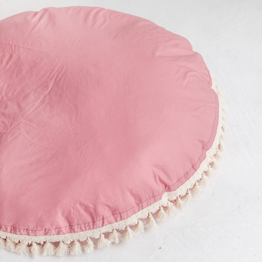 MINICAMP Large Rose Floor Cushion with Tassels - Cozy & Stylish Kids Playroom Essential by Minicamp at brixbailey.com