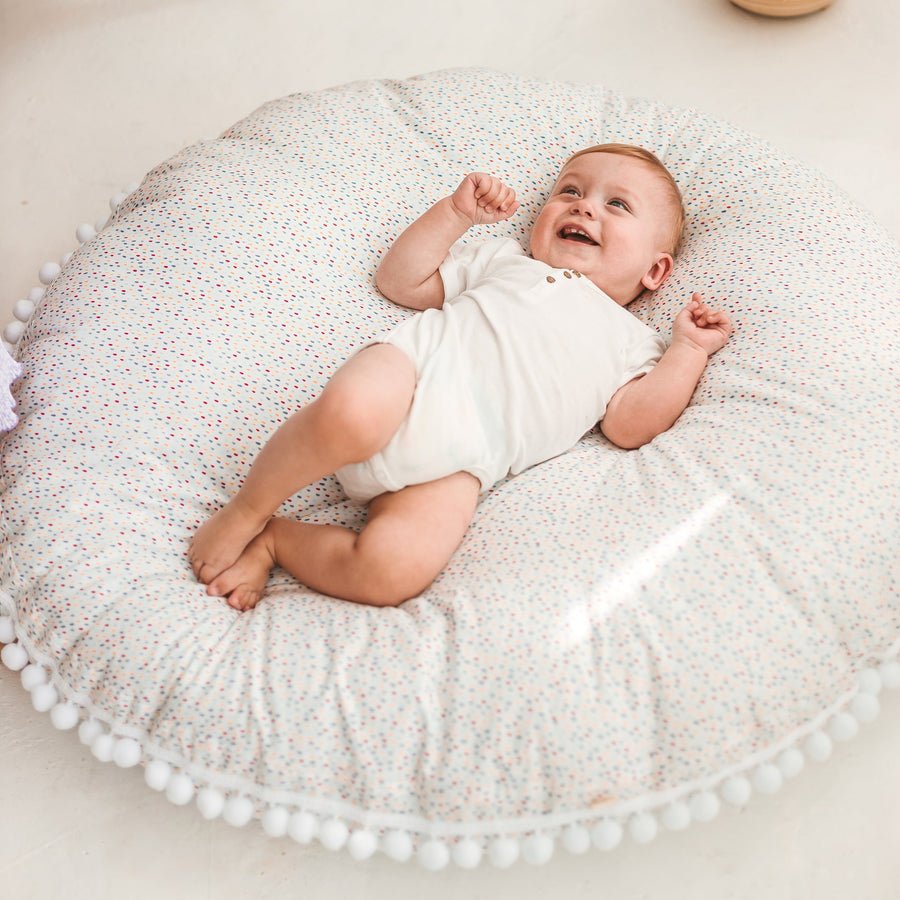 MINICAMP Big Floor Cushion with Pompoms - Colorful Drops Design for Kids & Teens by Minicamp at brixbailey.com