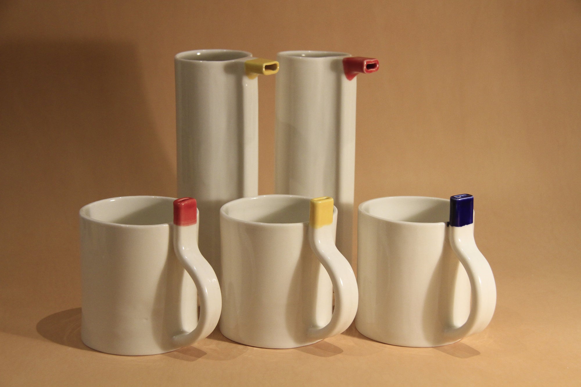 Straw Cup Mug in Red, Yellow and Blue