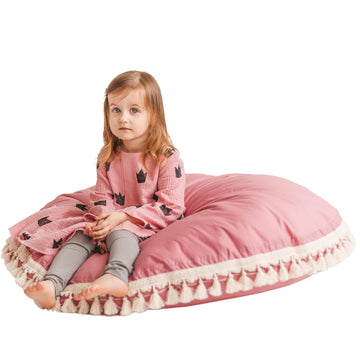 MINICAMP Large Rose Floor Cushion with Tassels - Soft & Stylish for Kids & Teens by Minicamp at brixbailey.com