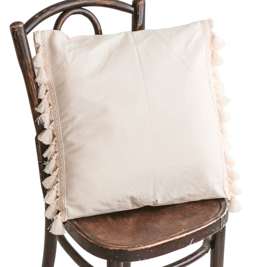 Cozy Cotton Cushion with Tassels - Boho Charm for Any Room by Minicamp at brixbailey.com