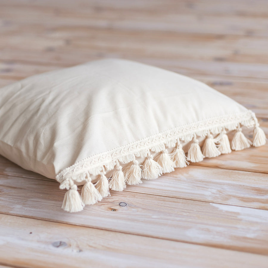 Cozy Cotton Cushion with Tassels - Boho Charm for Home Decor by Minicamp at brixbailey.com