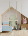 MAMOI Baby swing wood + SAFETY BELT, Swing for children garden indoor outdoor-4