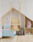 MAMOI Baby swing wood + SAFETY BELT, Swing for children garden indoor outdoor-4