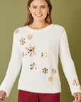 Yumi Ivory Sequin Snowflake Fluffy Jumper