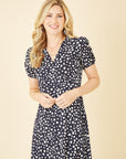 Yumi Navy Spot Midi Tea Dress