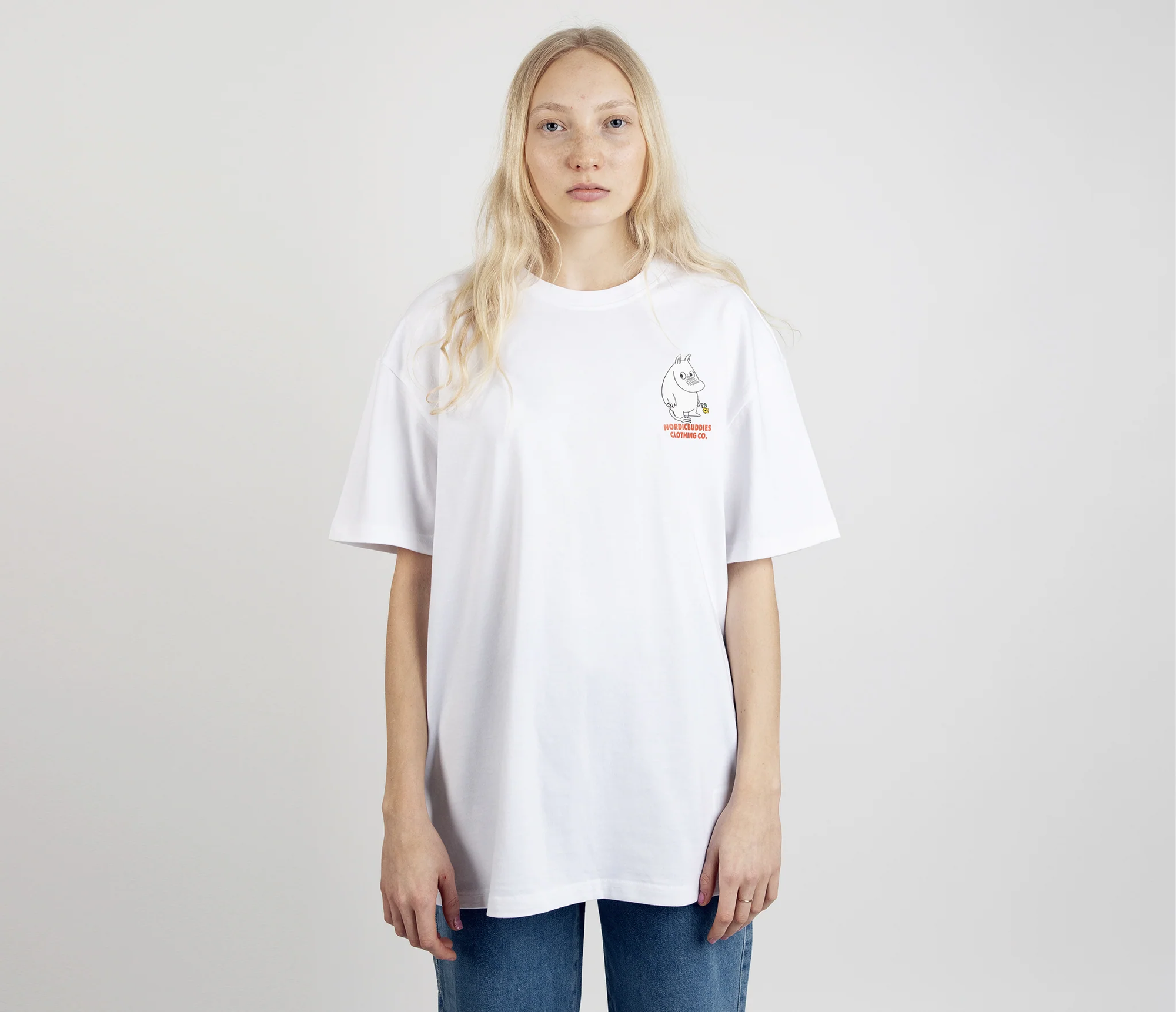 White Unisex Moomintroll Flower T Shirt
