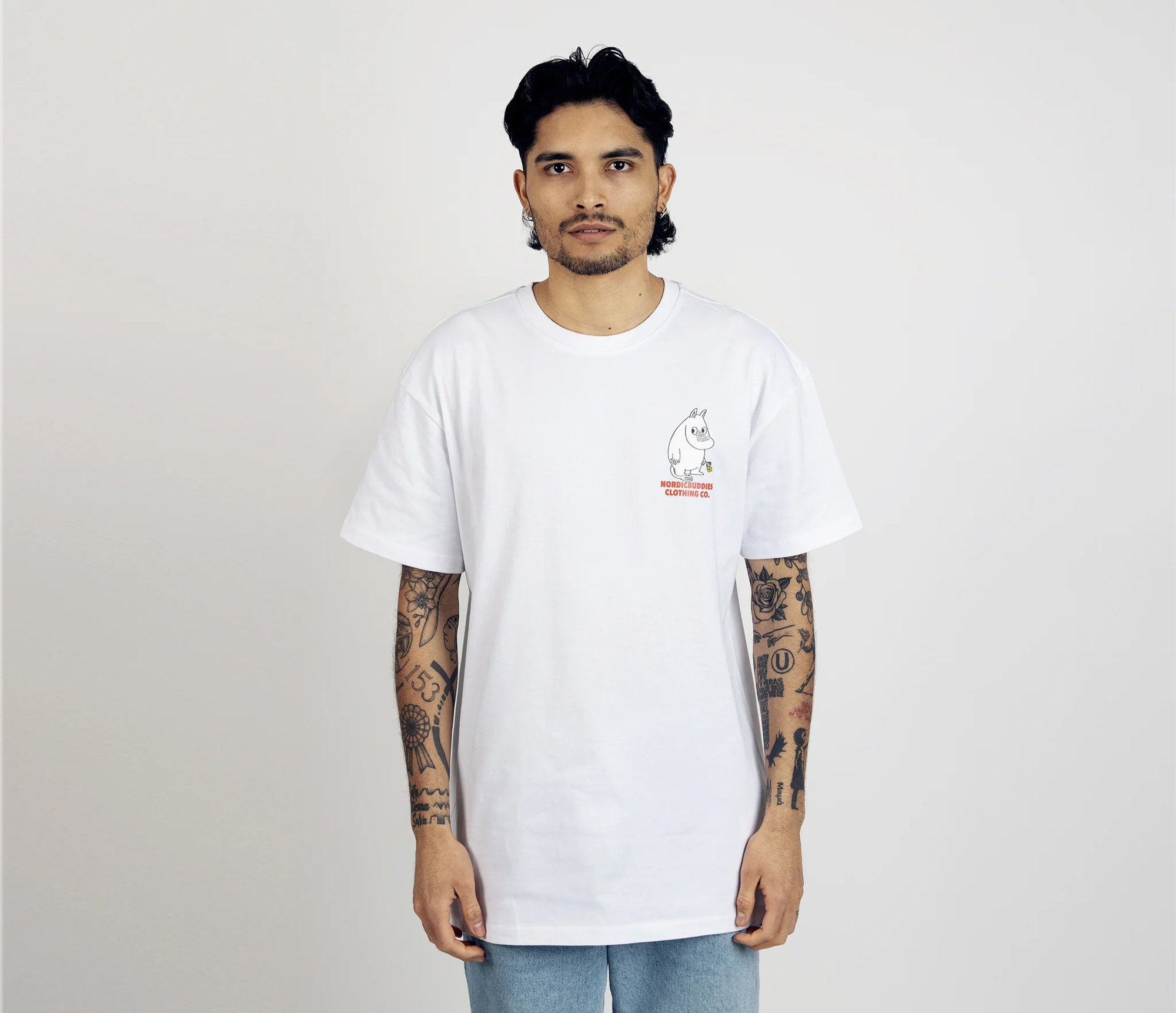 White Unisex Moomintroll Flower T Shirt